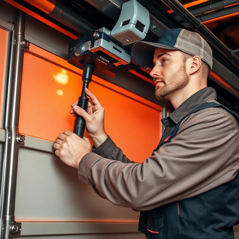 Garage door technician at work